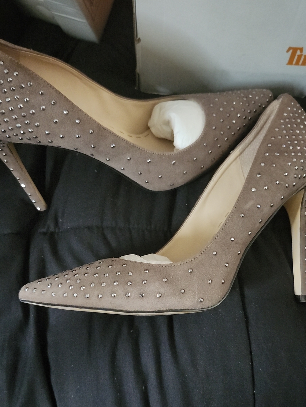 Enzo ANGIOLINI Studded Pointed-Toe High Heels in Taupe